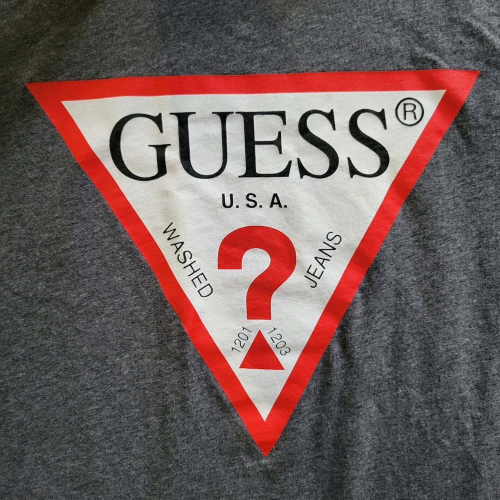 Guess Gray 100% Cotton Short Sleeve T-Shirt with Logo Mens Size L